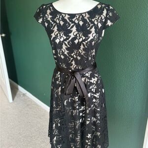 Alex Marie Black Lace Midi Dress